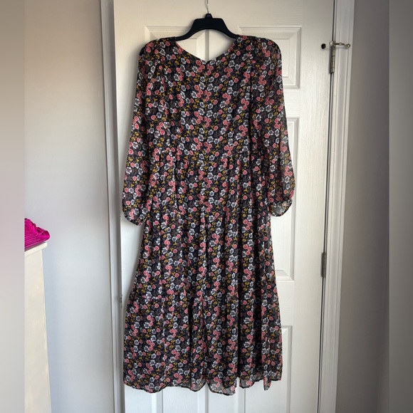 LOFT Black Floral Long Sleeve Dress - Picture 3 of 3